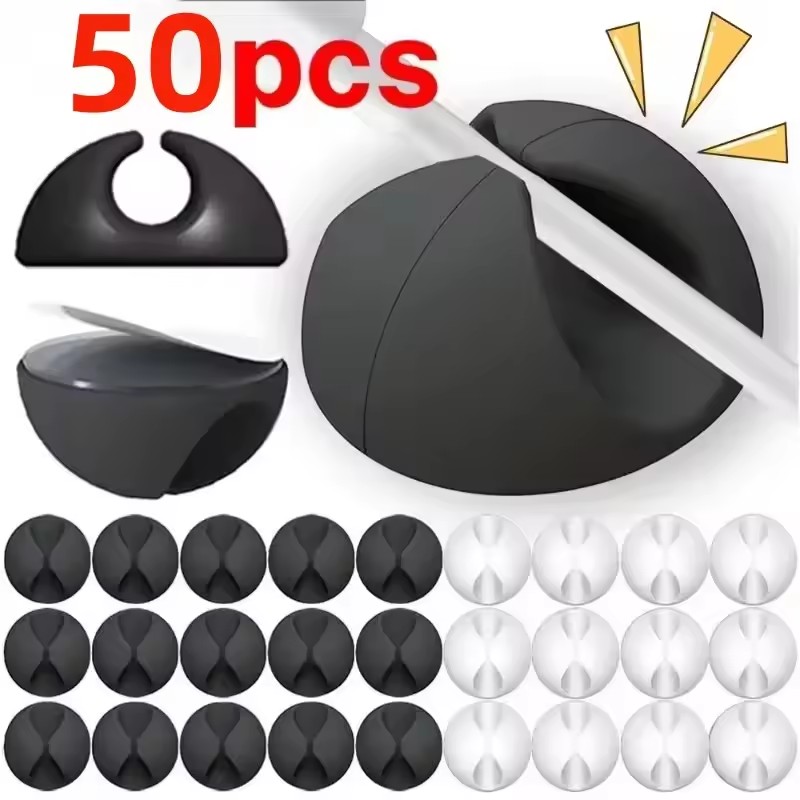 Desk Organizer - 5/50 buah Pengatur Kabel Mini, Klip